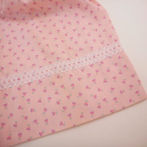 Vintage Handmade Dress Girls Size 5 (approx) Sailor Bib Collar Pink Pansy Floral - Picture 9 of 9